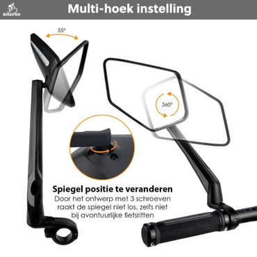 BikePro Verstelbare Fietsspiegelset met Reflectoren: Links & Rechts - De Gatgetwinkel