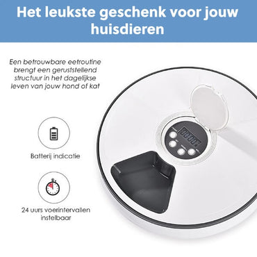 PetFriends Automatische Voerbak: Inclusief Batterijen - 6 Compartimenten - 24-uurs Timer - De Gatgetwinkel