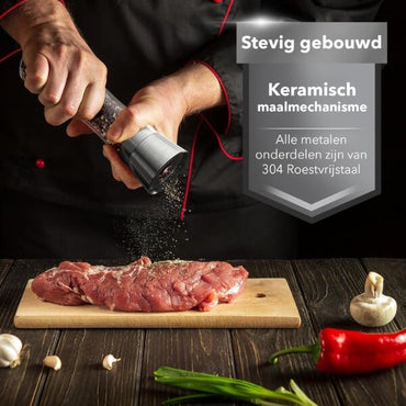 Cuisimax Peper- en Zoutmolen Set: Handmatig, RVS, met Opbergrekje - De Gatgetwinkel