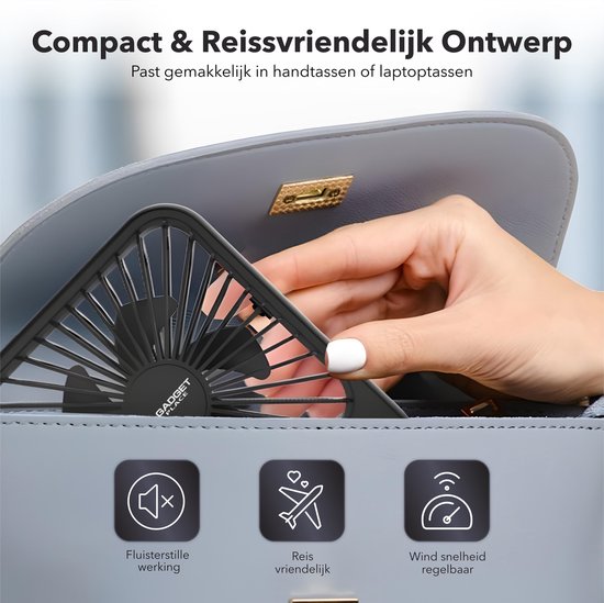Gadgetplace Tafelventilator Draadloos - Windsnelheid Verstelbaar - Bureau ventilator