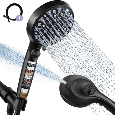 Ecoworks Ionische Douchekop met Hoge druk straal Incl. Doucheslang: 15 filterlagen - Waterbesparend