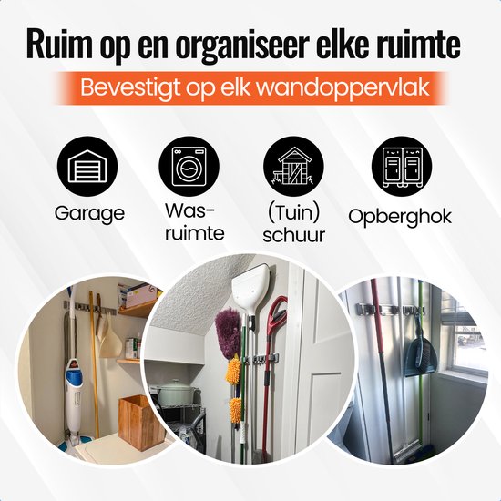 Vicon Bezemhouder voor 4 Stelen en Extra Gereedschap
