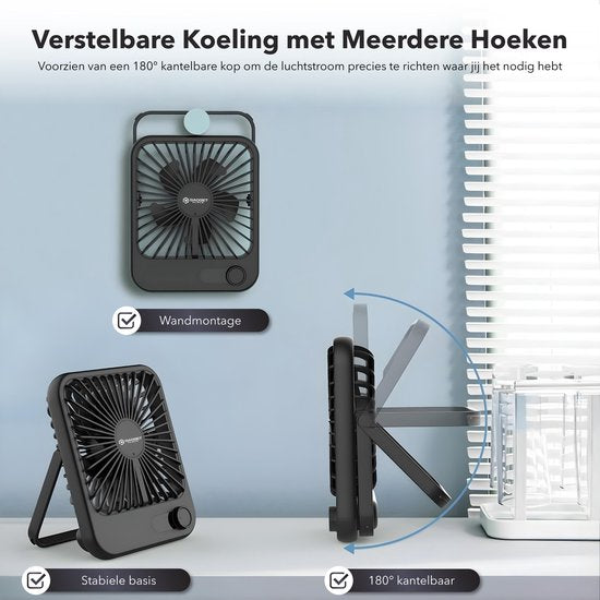 Gadgetplace Tafelventilator Draadloos - Windsnelheid Verstelbaar - Bureau ventilator