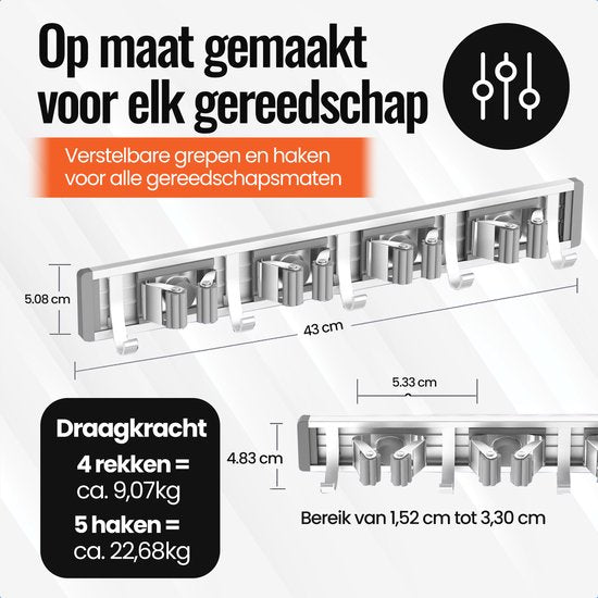 Vicon Bezemhouder voor 4 Stelen en Extra Gereedschap