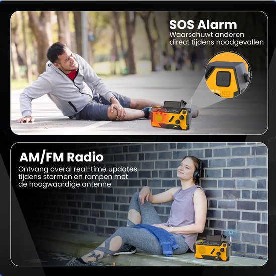Gadgetplace Noodradio met SOS Alarm en 3 ingebouwde Kabels