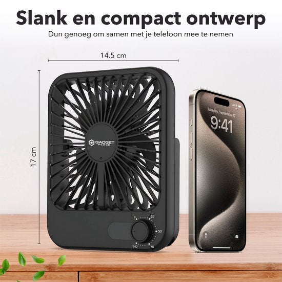 Gadgetplace Tafelventilator Draadloos - Windsnelheid Verstelbaar - Bureau ventilator