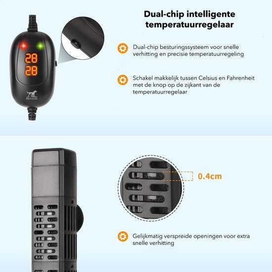 PetFriends Professionele Aquarium verwarming 50W met Slimme Digitale Thermometer