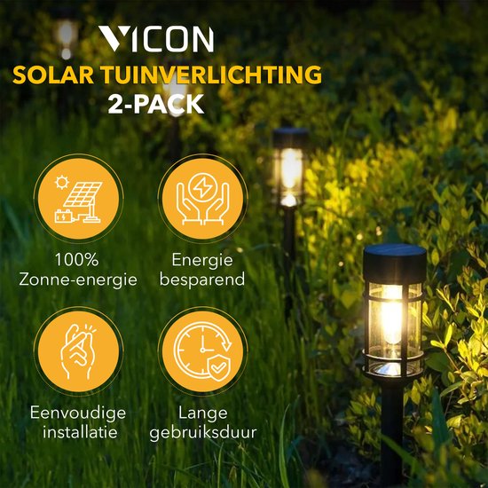 Vicon Solar Tuinverlichting op Zonne energie - 2-Pack