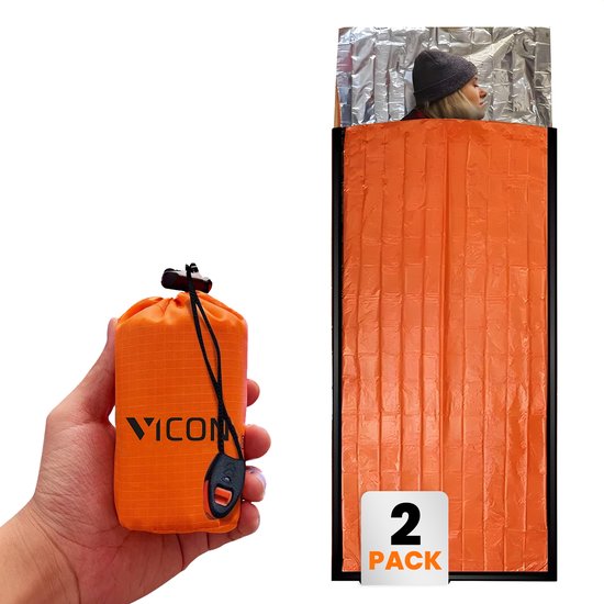 Vicon Nood slaapzak / Isolatiedeken met SOS Fluitje - 2 Stuks
