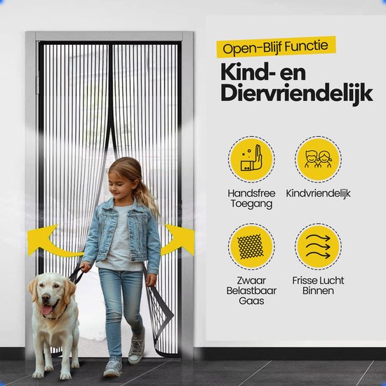Vicon Magnetisch Vliegengordijn met Altijd Open Functie - 90 x 210 CM