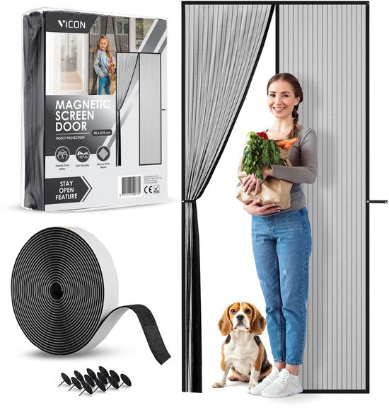 Vicon Magnetisch Vliegengordijn met Altijd Open Functie - 90 x 210 CM