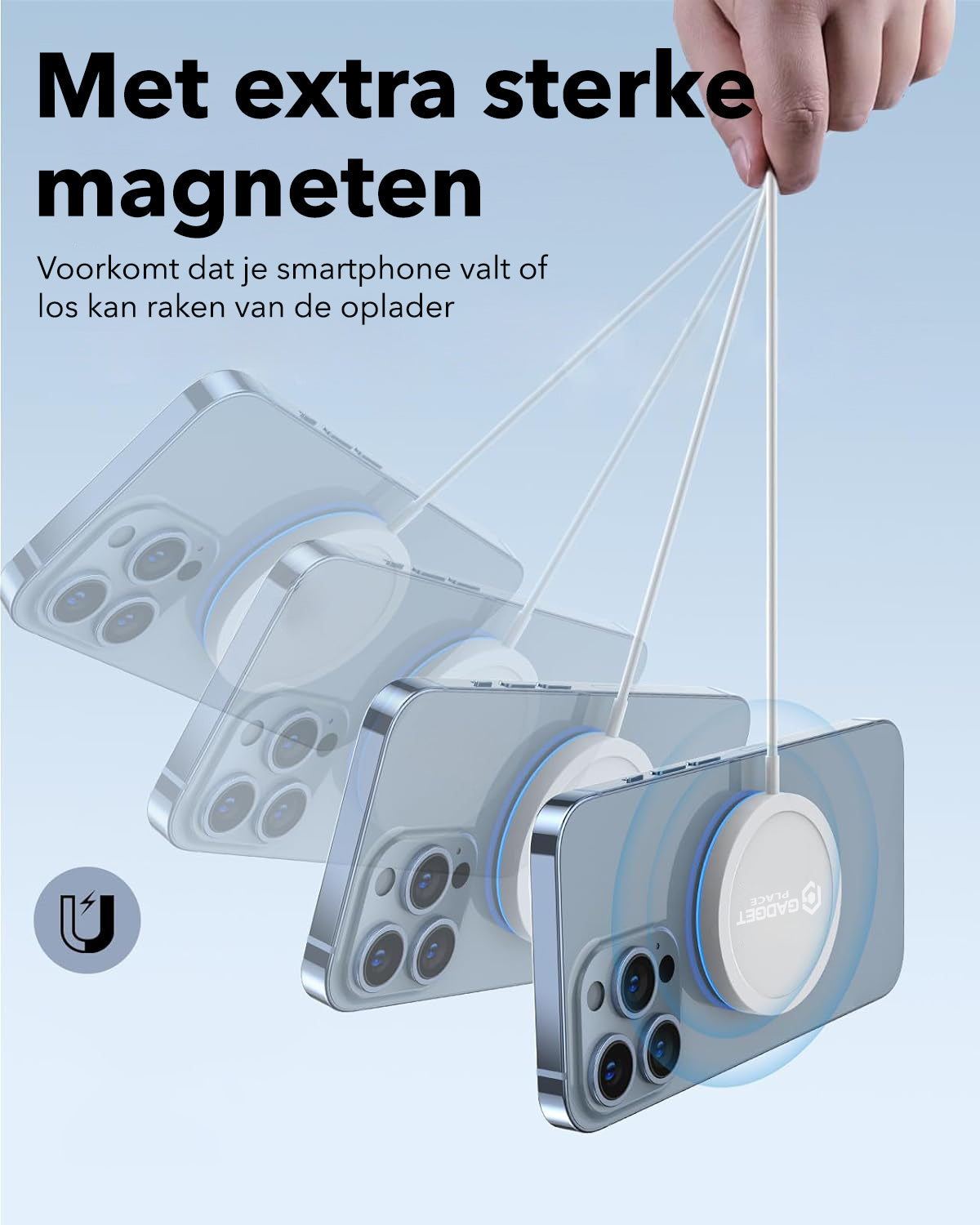 Gadgetplace Draadloze oplader 15W : Magnetisch & Geschikt voor Magsafe & iPhone 15/14/13/12 Pro series