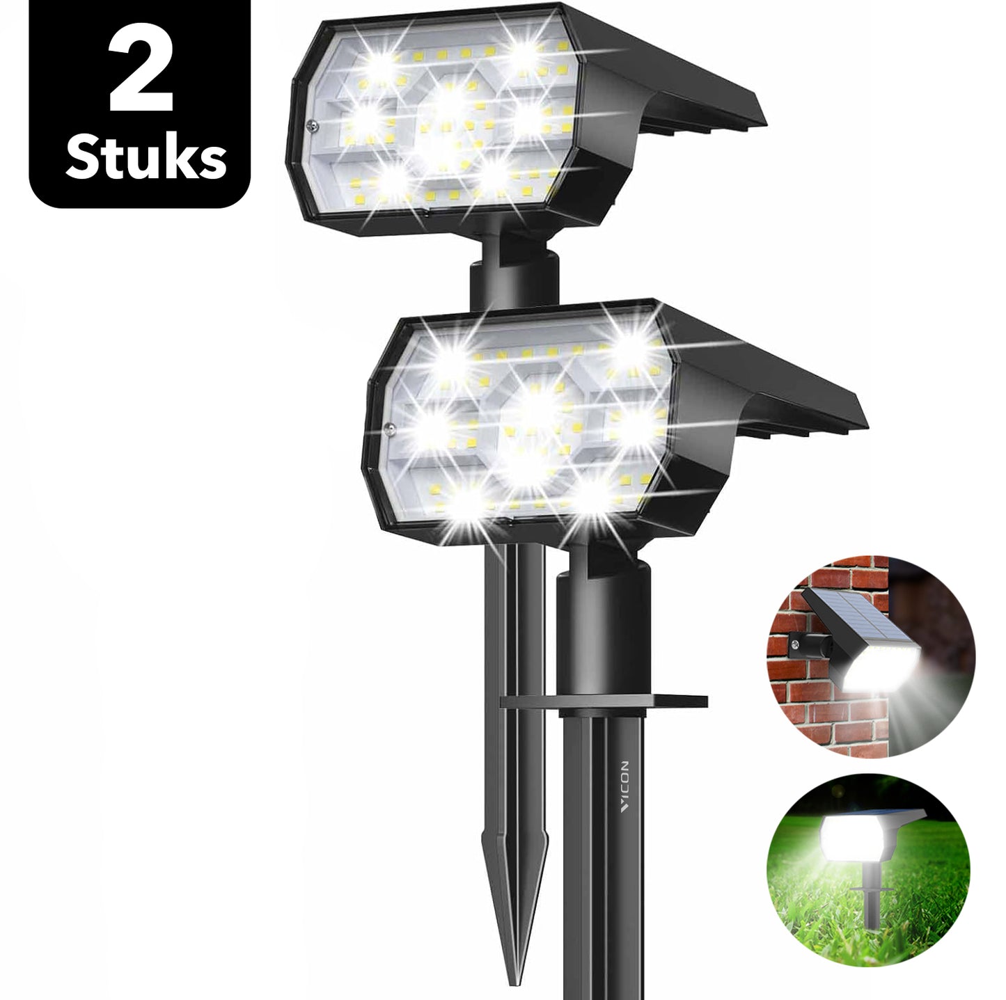 Vicon Solar Tuinverlichting op Zonne energie - 2-Pack