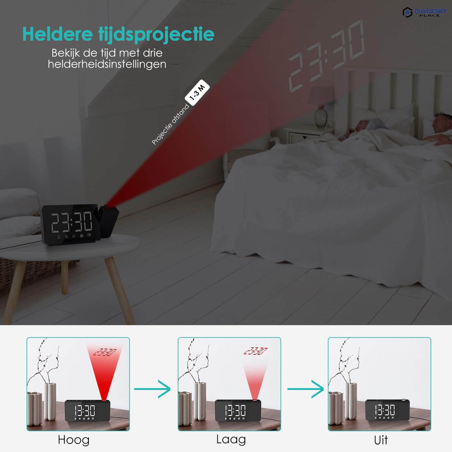 Wekkerradio met Projectie en Dubbele Wekker - Digitale FM Radio - De Gatgetwinkel