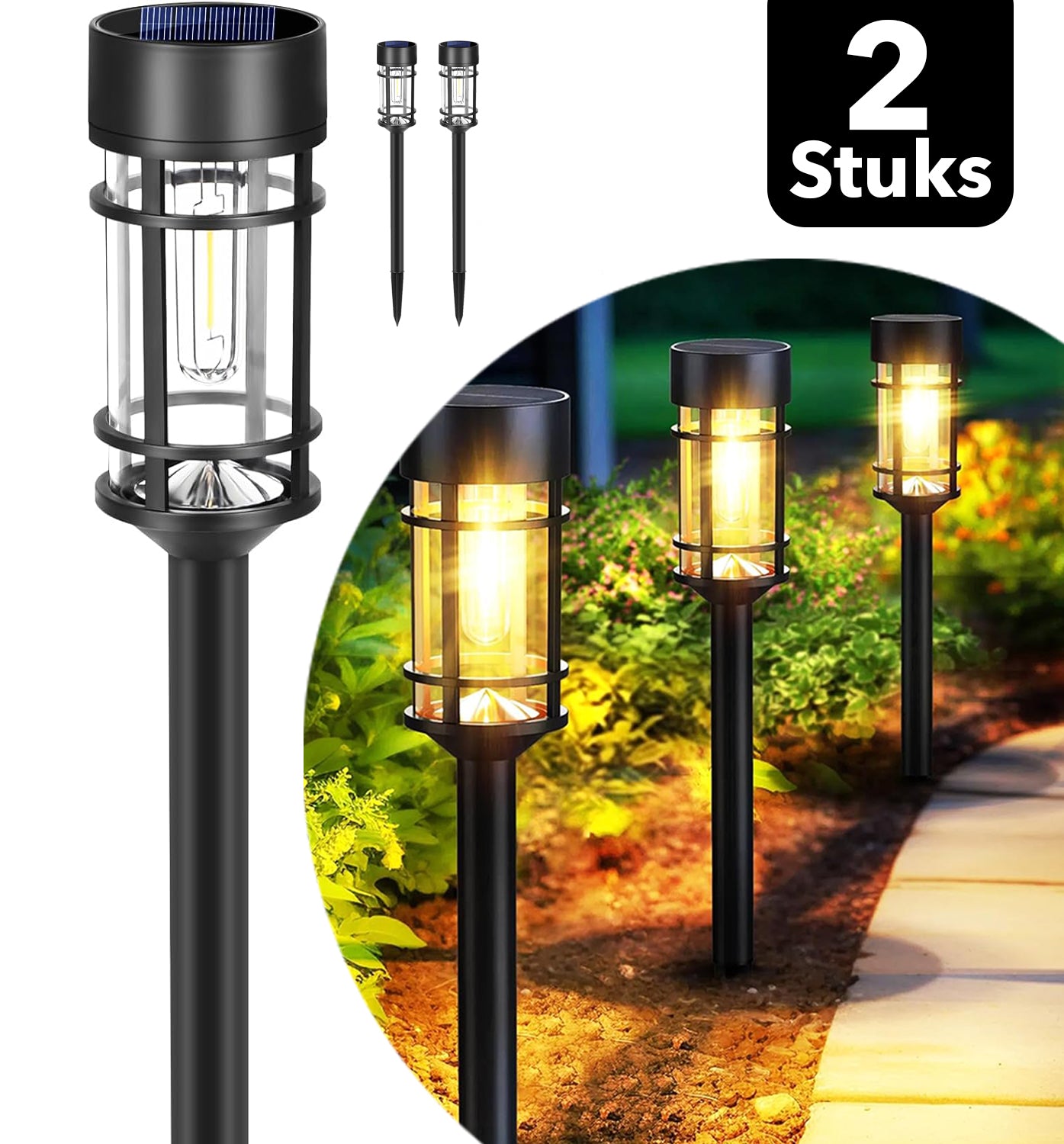 Vicon Solar Tuinverlichting op Zonne energie - 2-Pack