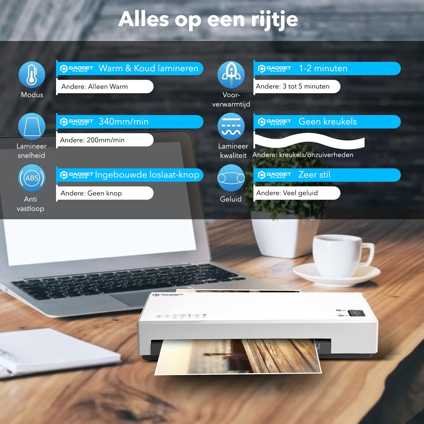 Gadgetplace Lamineerapparaat A4 met 40 Lamineerhoezen