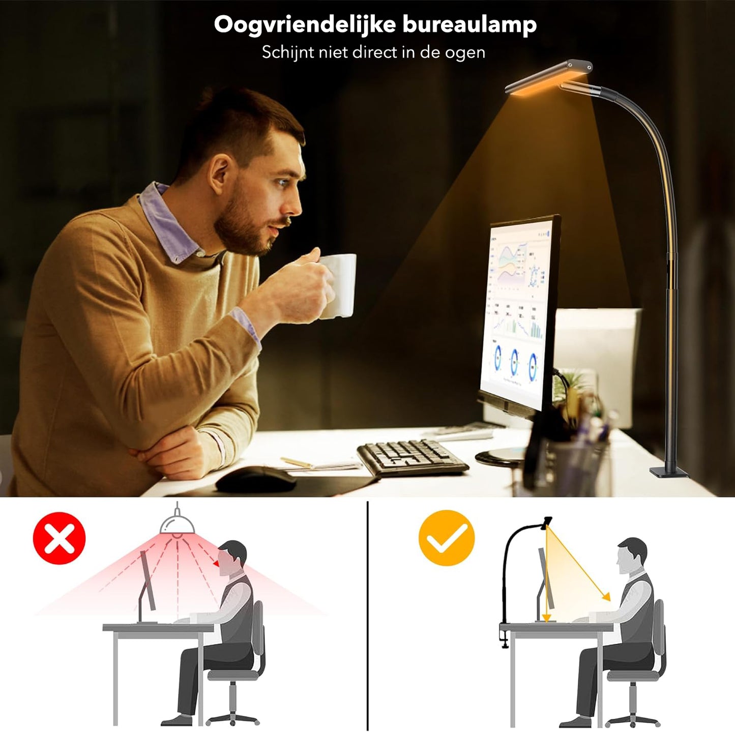 Vicon Bureaulamp / Monitorlamp LED Dimbaar