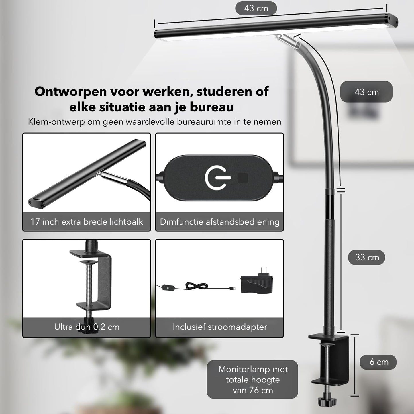 Vicon Bureaulamp / Monitorlamp LED Dimbaar