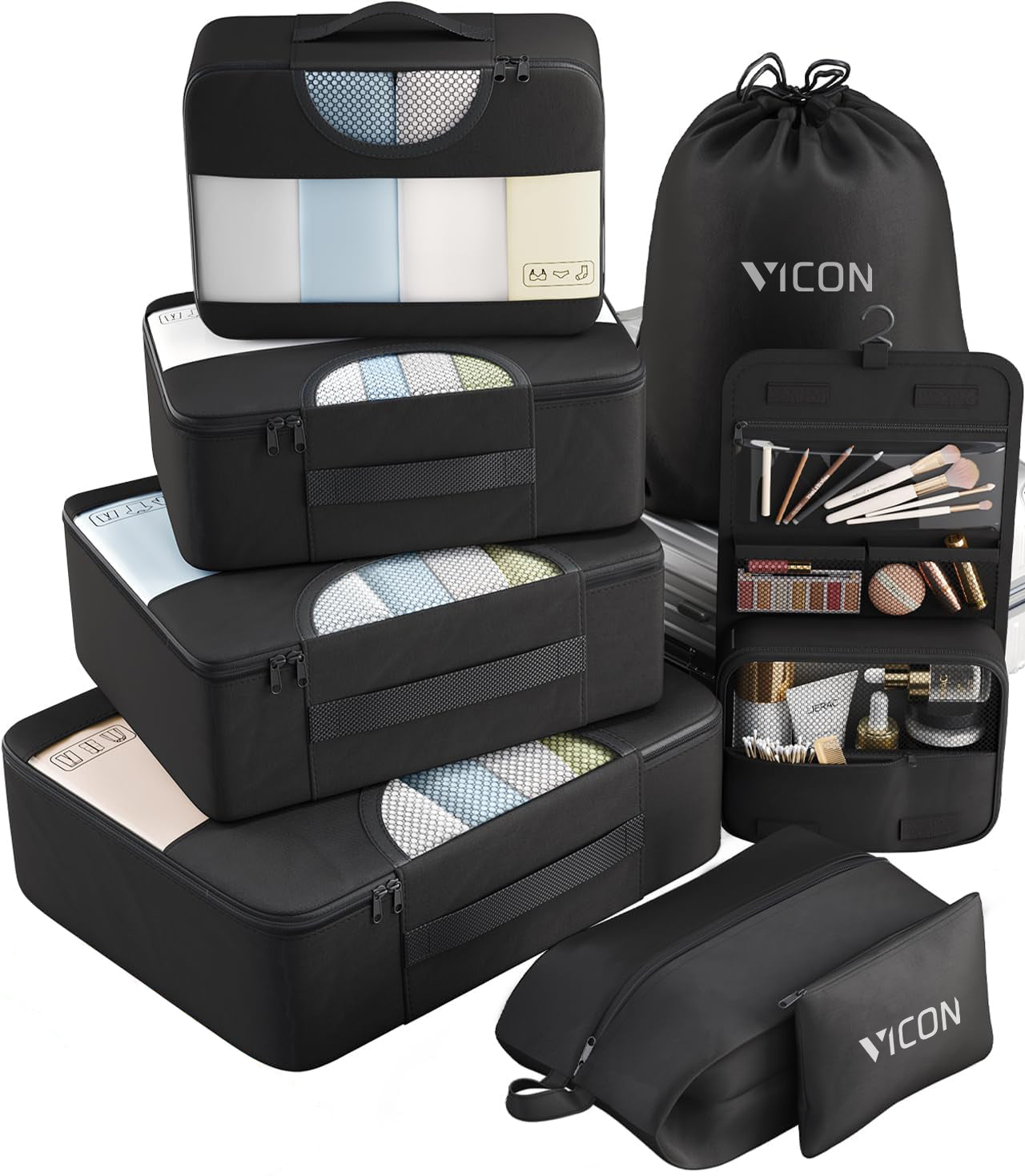 Vicon Packing Cubes 8-delig - Koffer / Backpack Organizer set