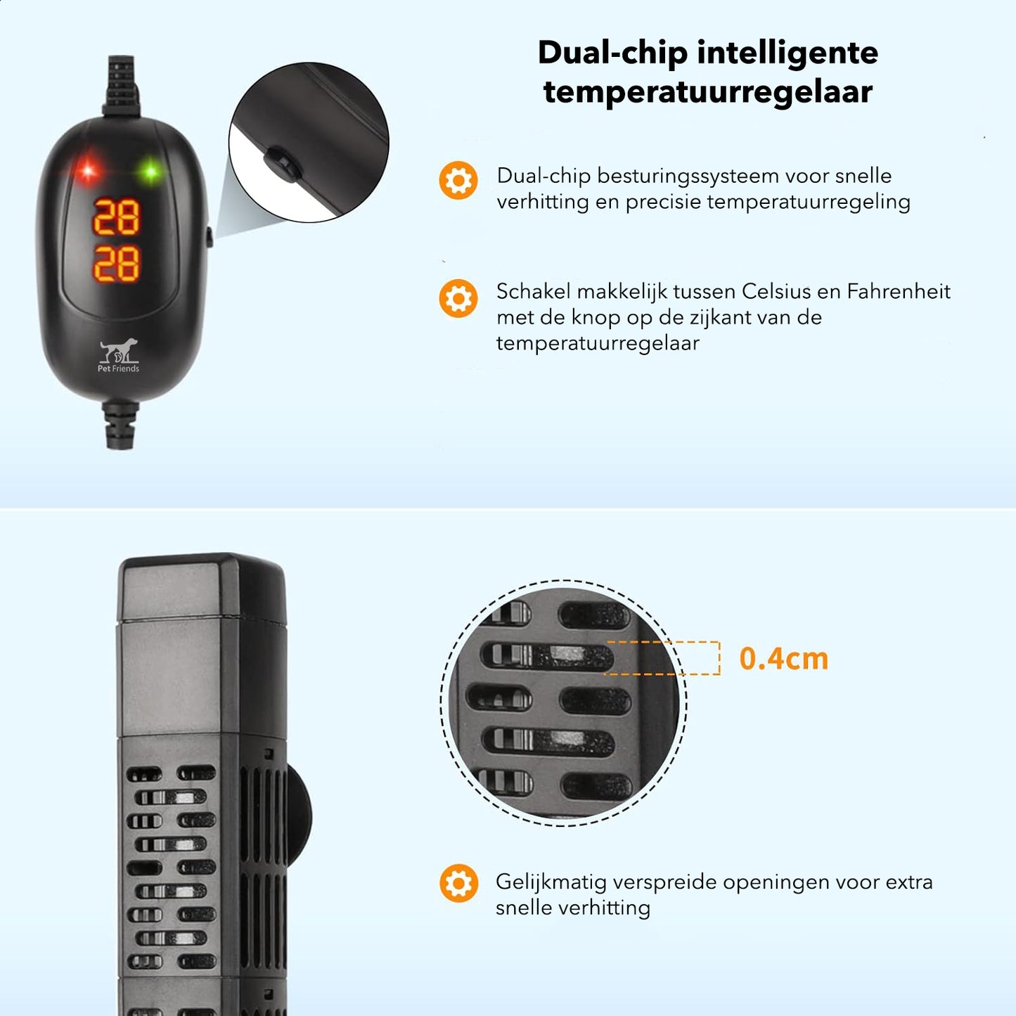 PetFriends Professionele Aquarium verwarming 50W met Slimme Digitale Thermometer