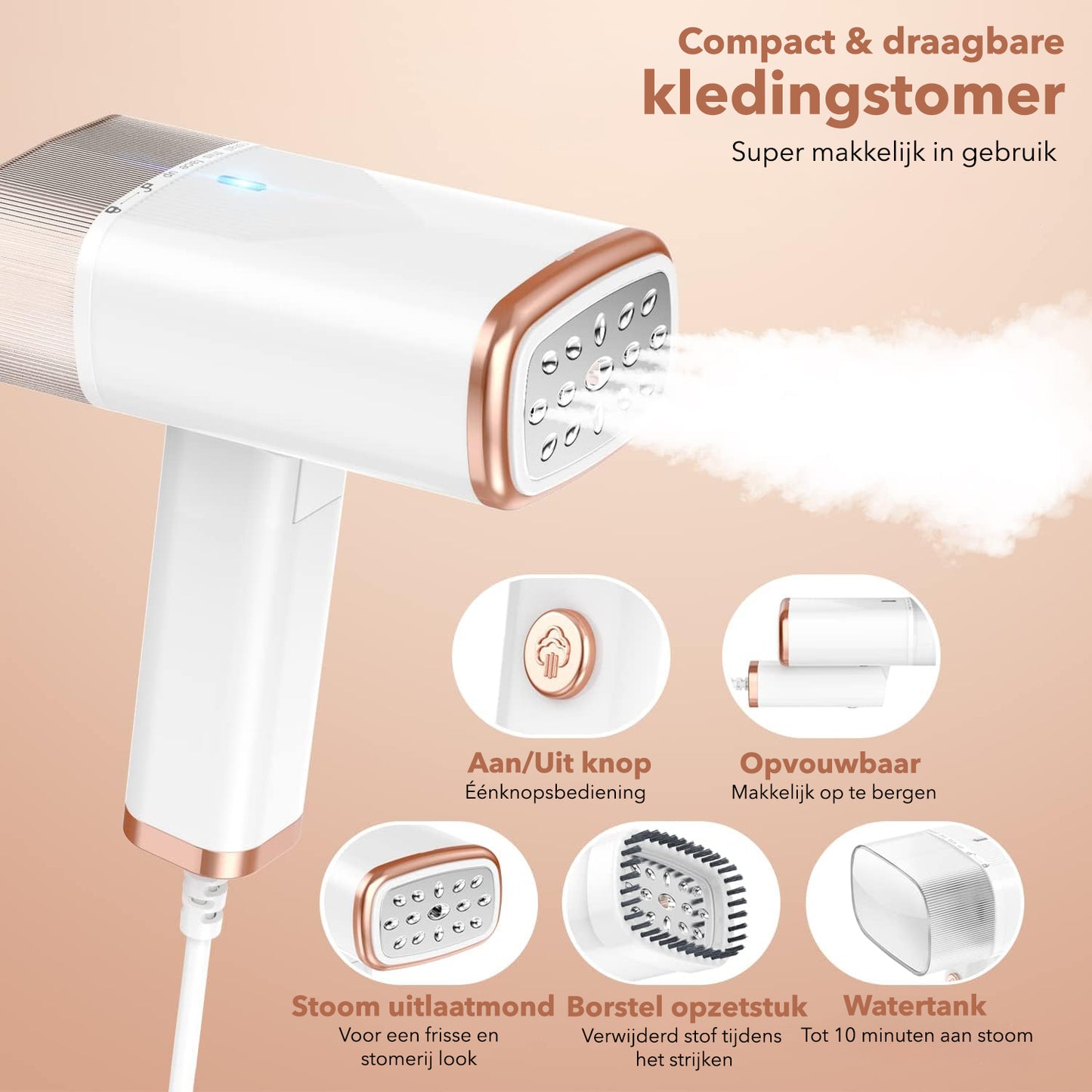 Cleanforce Kledingstomer met Afneembare watertank: Reisvriendelijk - 120ML