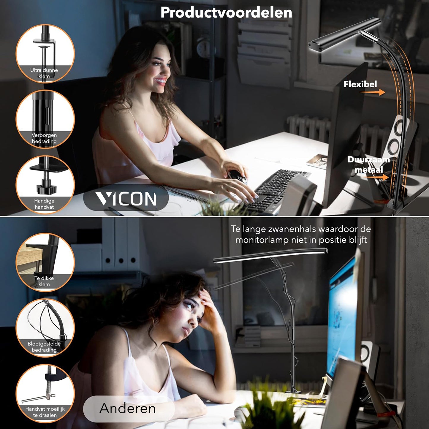 Vicon Bureaulamp / Monitorlamp LED Dimbaar