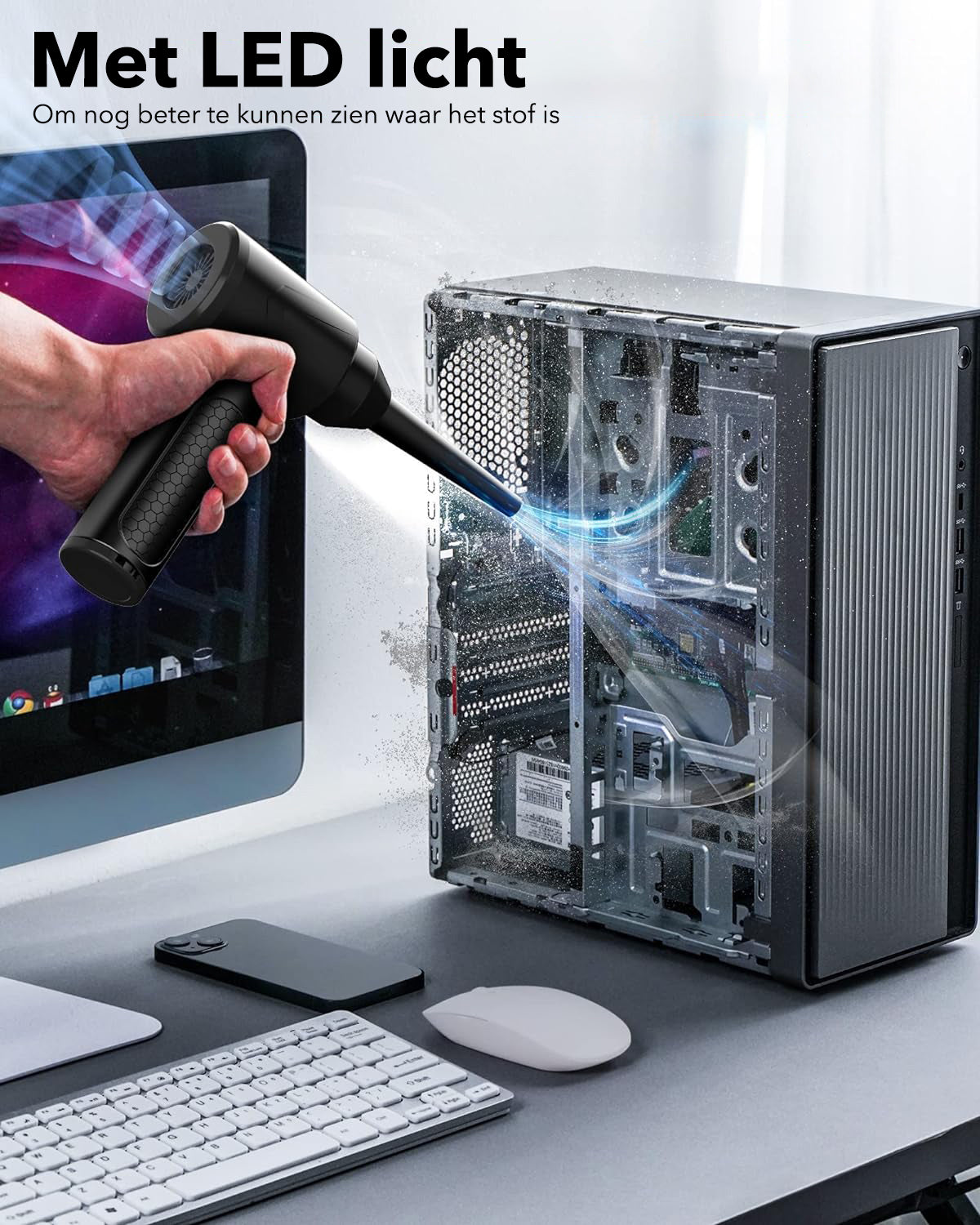 Cleanforce Air Duster Pro: Verstelbare Windsnelheid, Oplaadbaar & Draadloos