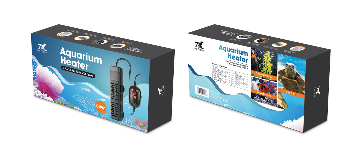 PetFriends Professionele Aquarium verwarming 50W met Slimme Digitale Thermometer