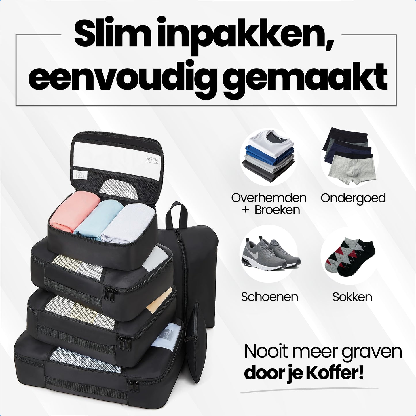 Vicon Packing Cubes 8-delig - Koffer / Backpack Organizer set
