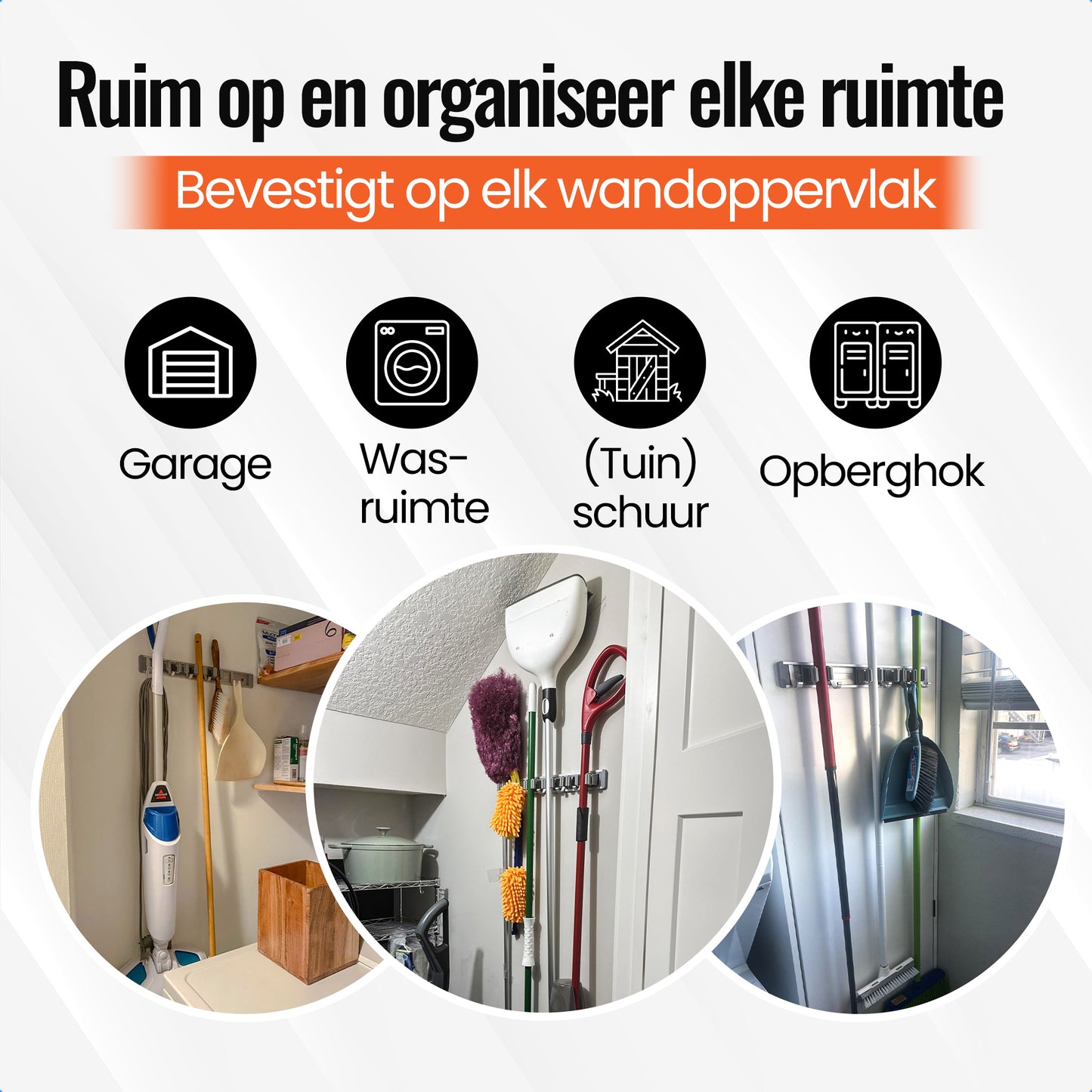 Vicon Bezemhouder voor 4 Stelen en Extra Gereedschap