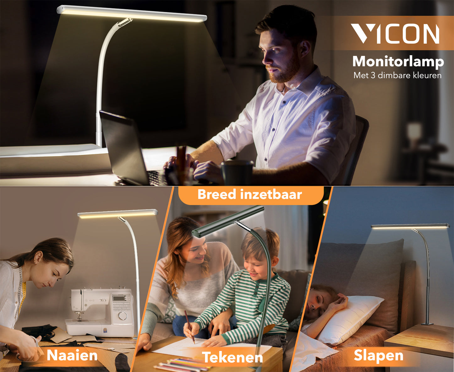 Vicon Bureaulamp / Monitorlamp LED Dimbaar