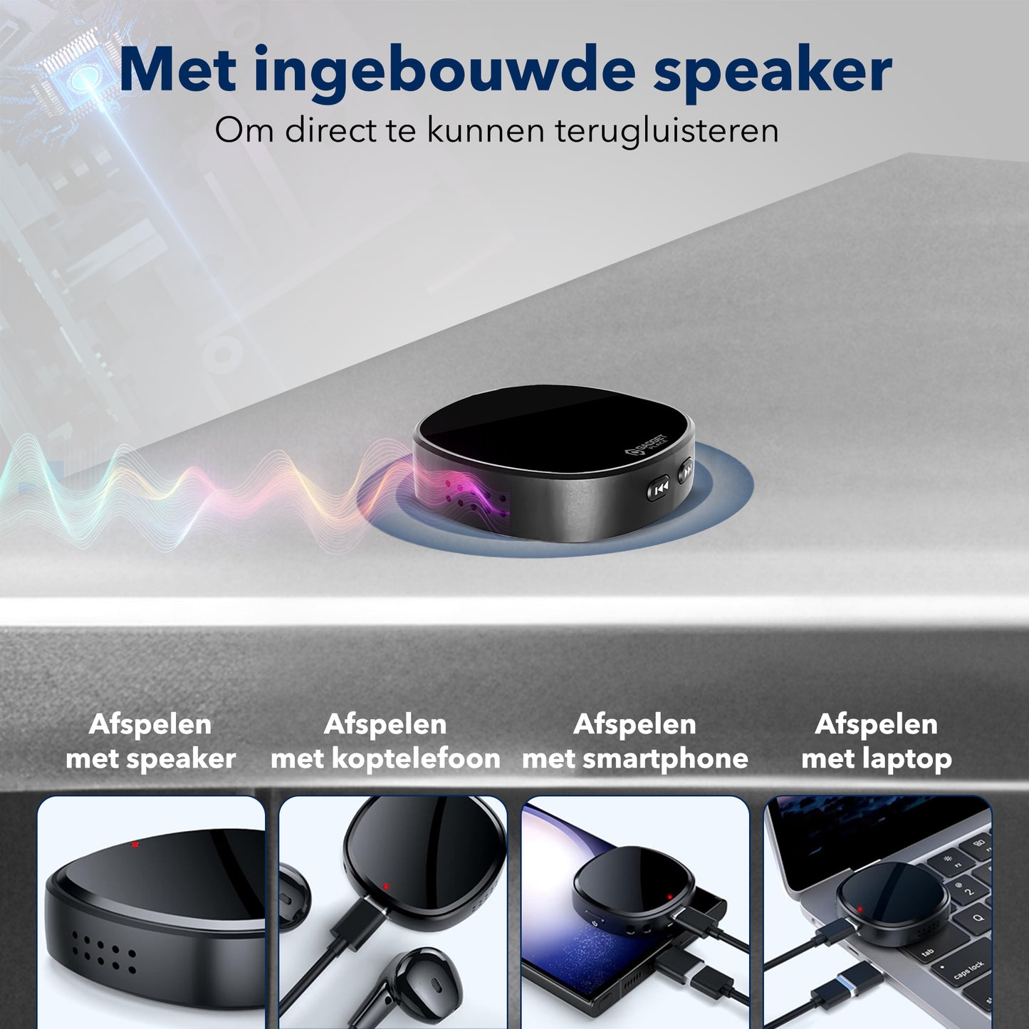 Gadgetplace Mini Afluisterapparatuur Pro 64GB met Speakers