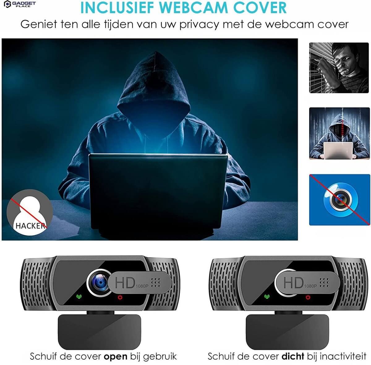 Full HD Pro Webcam 1080P met Ruisvrije Microfoon: Inclusief Tripod en Cover, voor Laptop & PC - De Gatgetwinkel