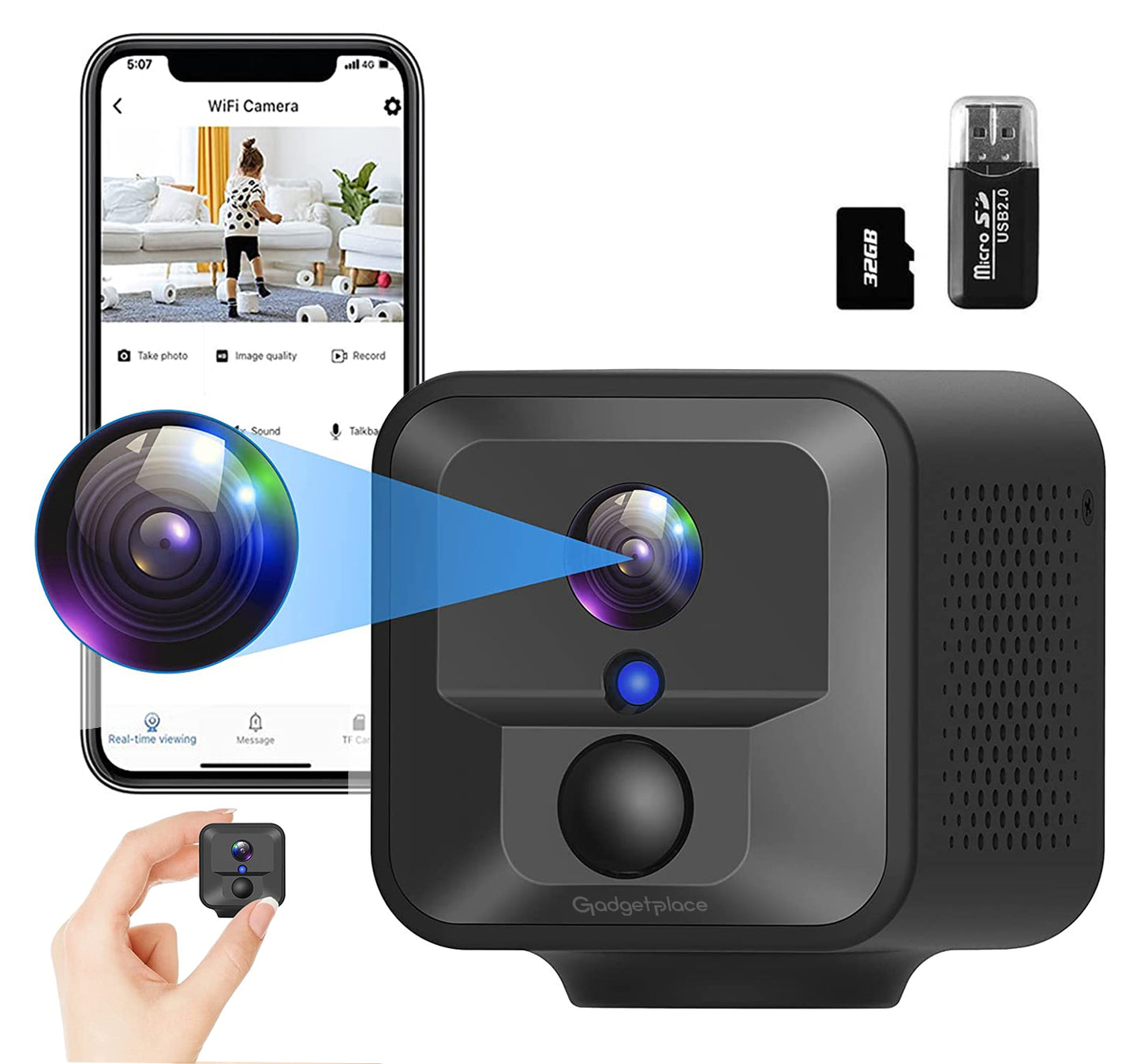 Gadgetplace Spy Camera Pro 1080P Full HD incl. 32GB SD kaart: Nightvision - Voor Binnen en Buiten