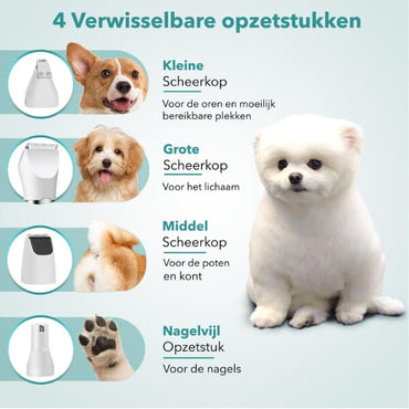 PetFriends Professionele 4-in-1 Hondentondeuse: Draadloos - Inclusief Nagelvijl Opzetstuk - De Gatgetwinkel