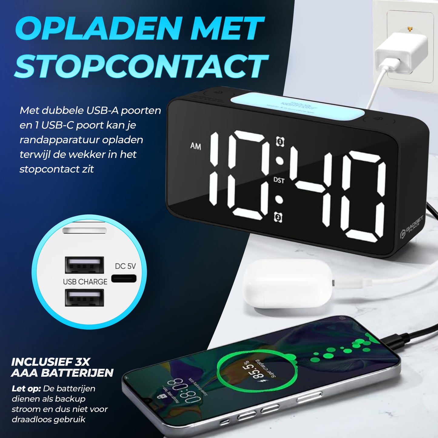 Gadgetplace Digitale Wekker - Extra hard alarm