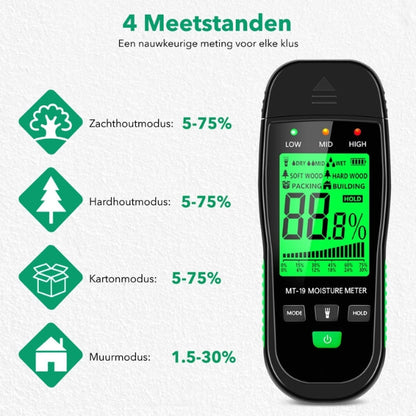 Professionele Vochtmeter: Inclusief Batterijen - Voor Diverse Materialen - De Gatgetwinkel