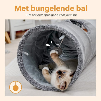 PetFriends Kattentunnel: 130cm - Speeltunnel met Speelballetje - Extra Stevig - De Gatgetwinkel