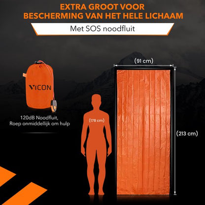 Vicon Nood slaapzak / Isolatiedeken met SOS Fluitje - 2 Stuks