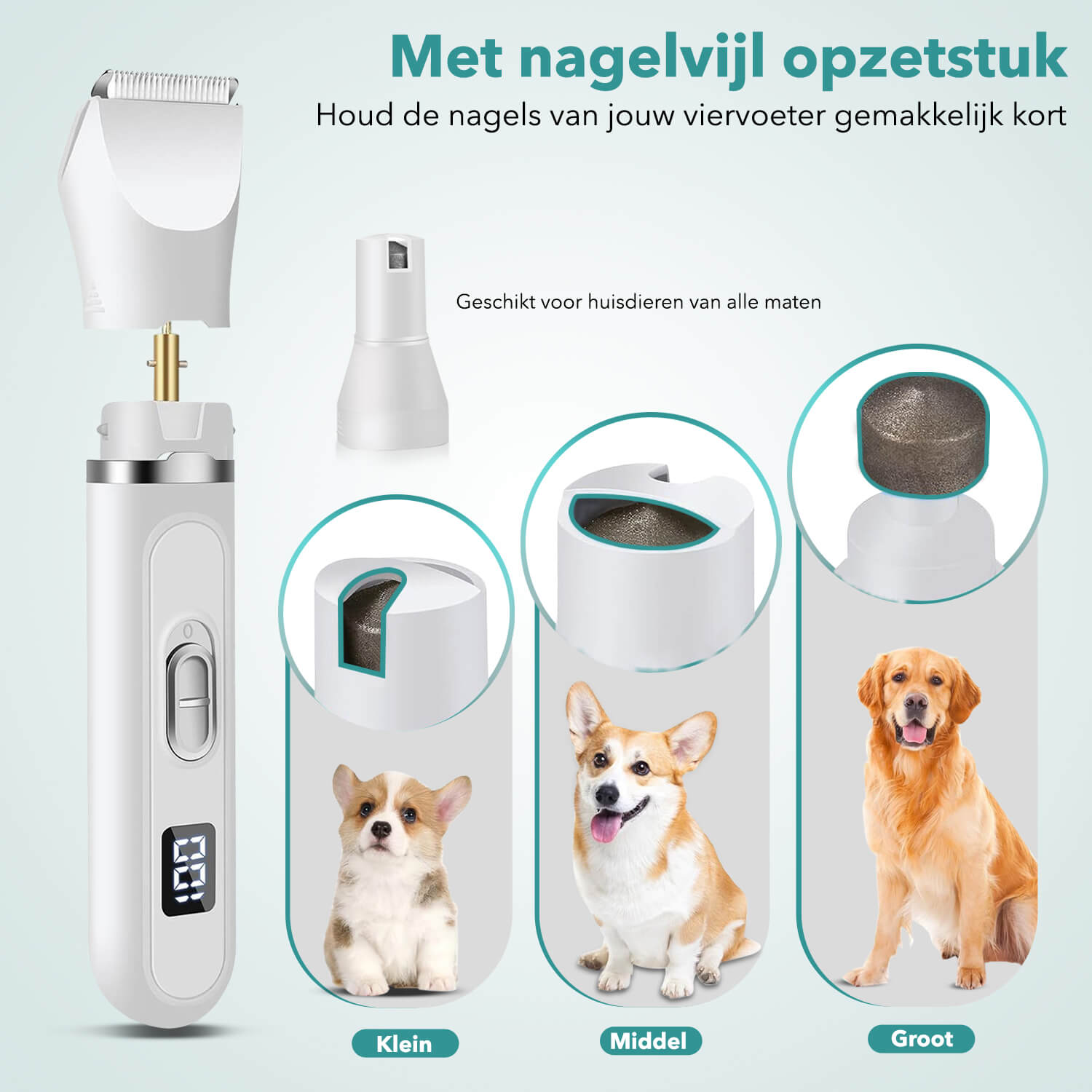 PetFriends Professionele 4-in-1 Hondentondeuse: Draadloos - Inclusief Nagelvijl Opzetstuk - De Gatgetwinkel