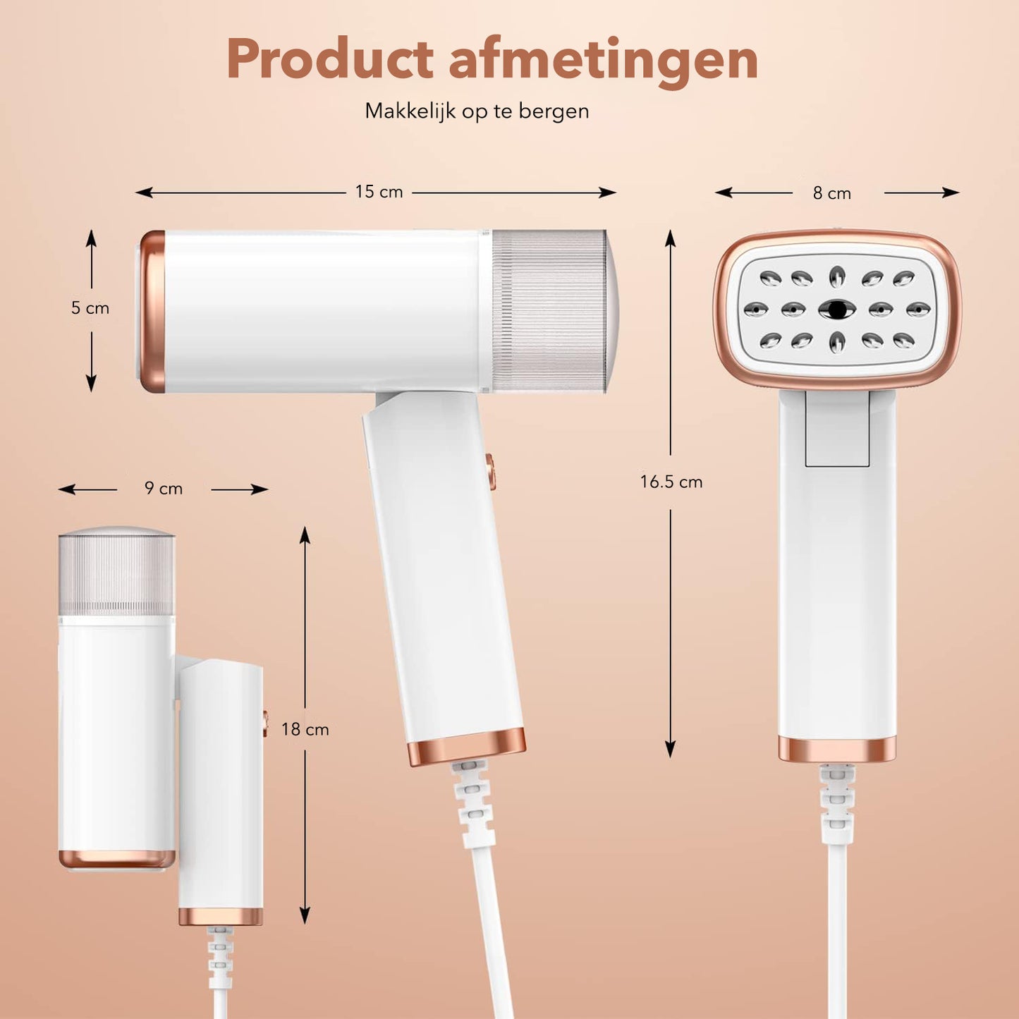 Cleanforce Kledingstomer met Afneembare watertank: Reisvriendelijk - 120ML