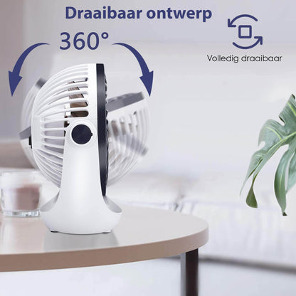 Mini Ventilator met 3 Windstanden: Draadloos - Tafelventilator - USB - De Gatgetwinkel