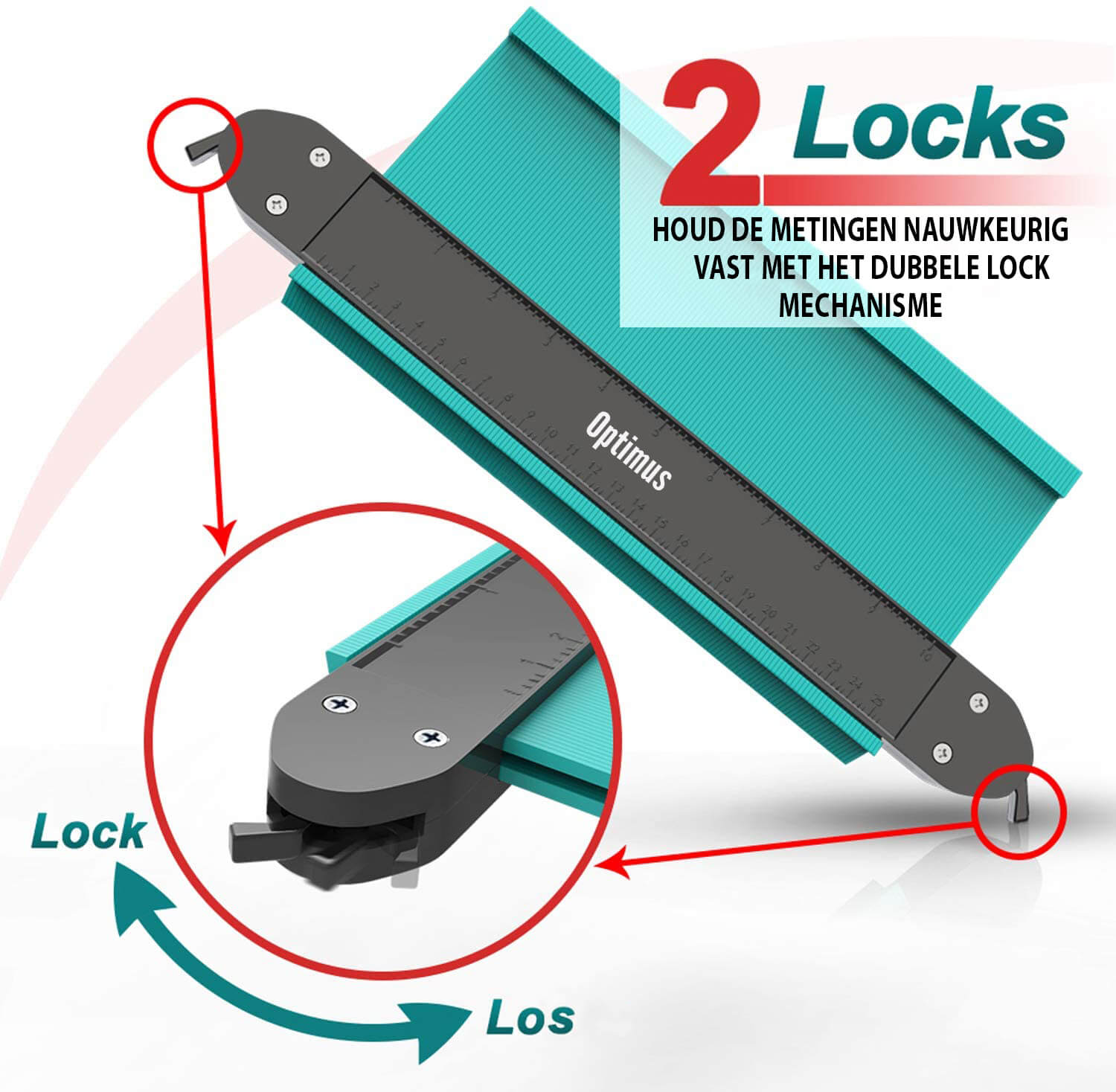 Professionele Aftekenhulp met 2 Locks: 25cm x 8cm - Profielmeter - Profielmal - De Gatgetwinkel