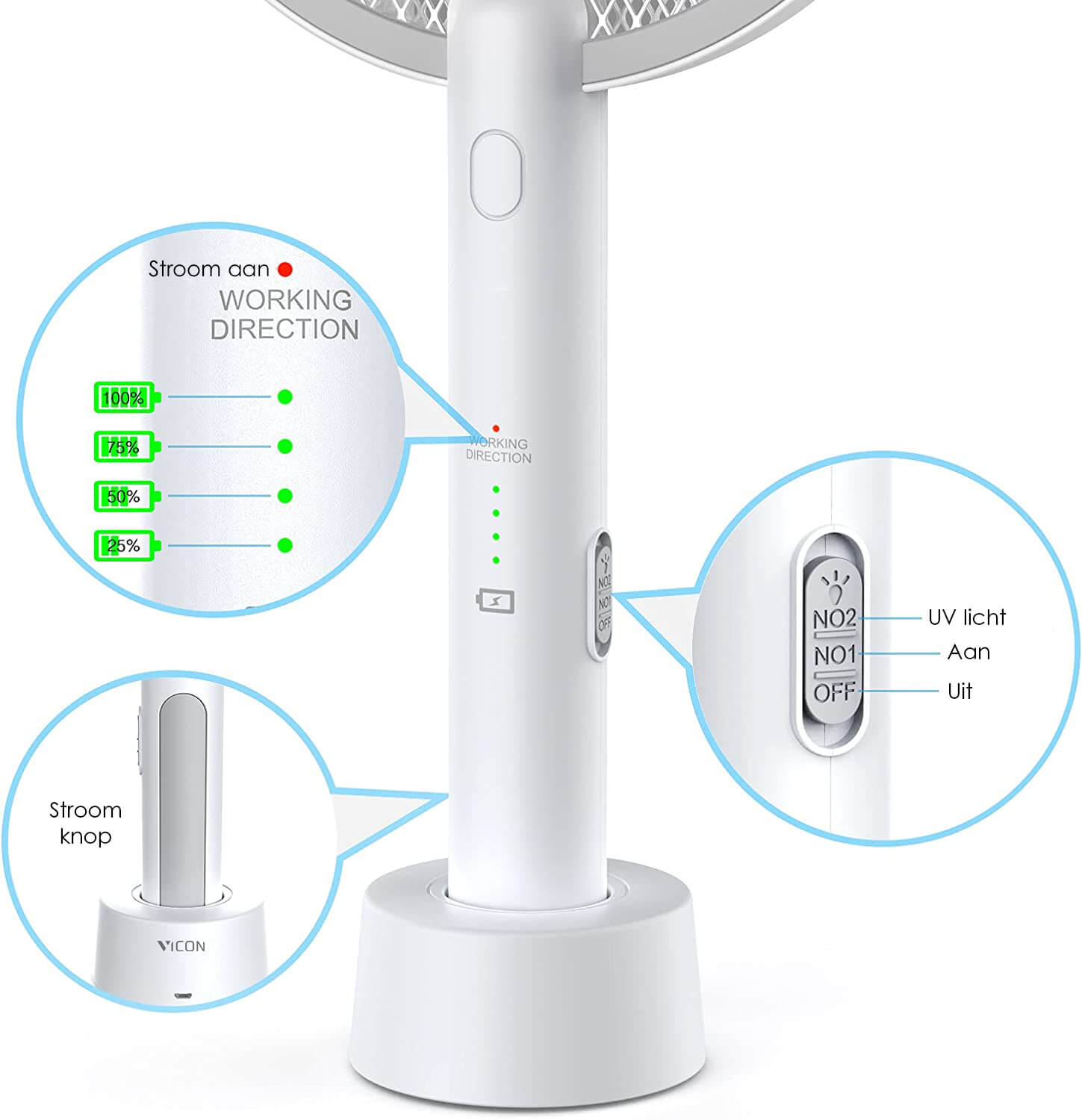 Vicon 2-in-1 Elektrische Vliegenmepper & Muggenlamp: Voor vliegen, muggen, fruitvliegjes - De Gatgetwinkel