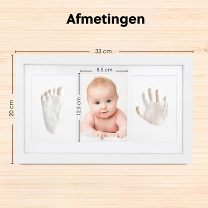 Premium Baby Fotolijst met Gipsafdruk Voet en Hand: Kraamcadeau - 33 x 20 cm - De Gatgetwinkel
