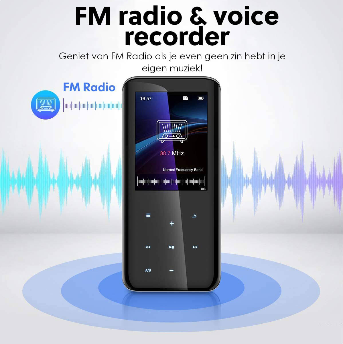 MP3 Speler met Bluetooth 5.0 - 32GB Intern Geheugen - FM Radio & Spraakrecorder - De Gatgetwinkel