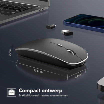 Gadgetplace Draadloze Muis: Ergonomisch, Stille Klik, USB-C - De Gatgetwinkel