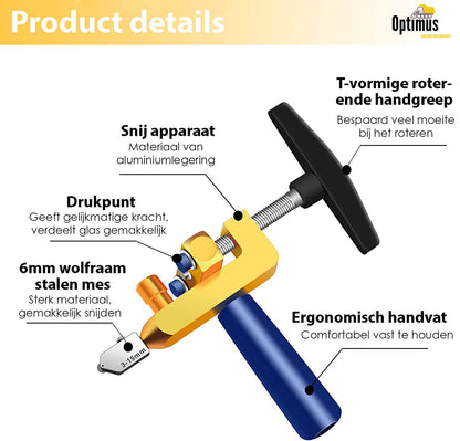 2-in-1 Professionele Glassnijder: Geschikt voor Glas, Tegels en Spiegels - De Gatgetwinkel