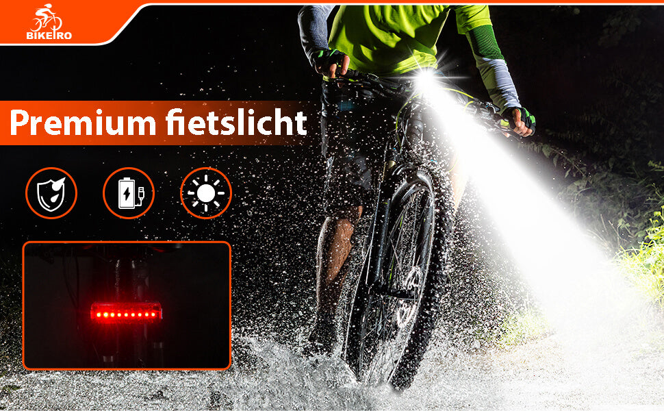 BikePro LED Fietsverlichting Set: USB Oplaadbaar Voor- en Achterlicht - De Gatgetwinkel