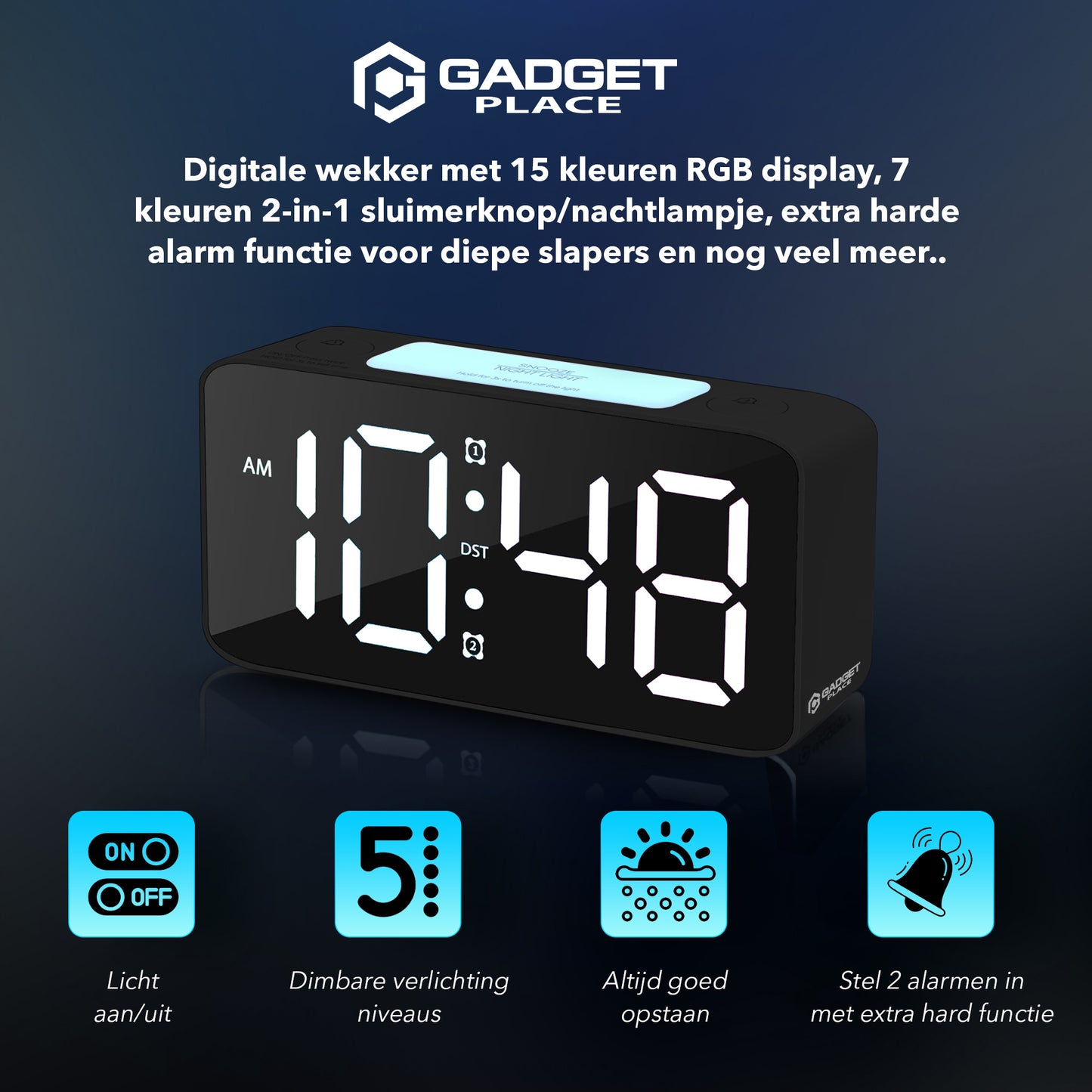 Gadgetplace Digitale Wekker - Extra hard alarm